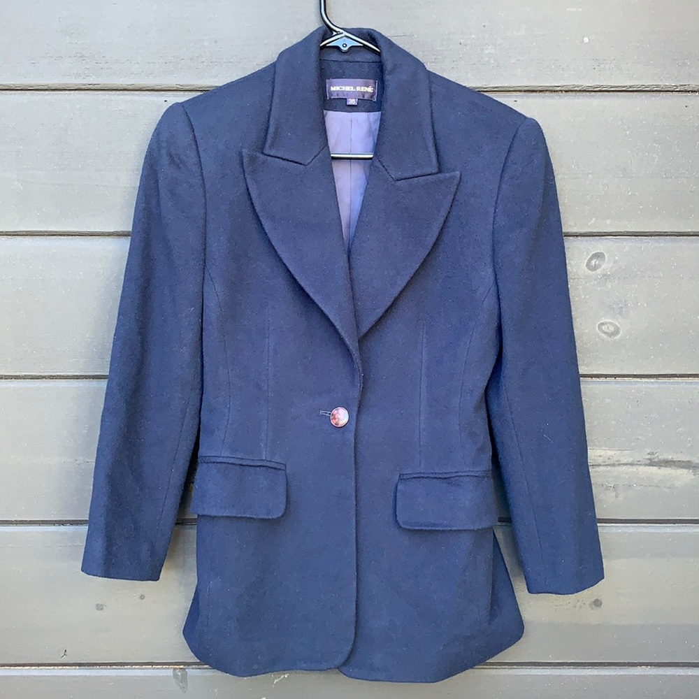 Michele Rene Navy Blue Suit Jacket Blazer Size 36